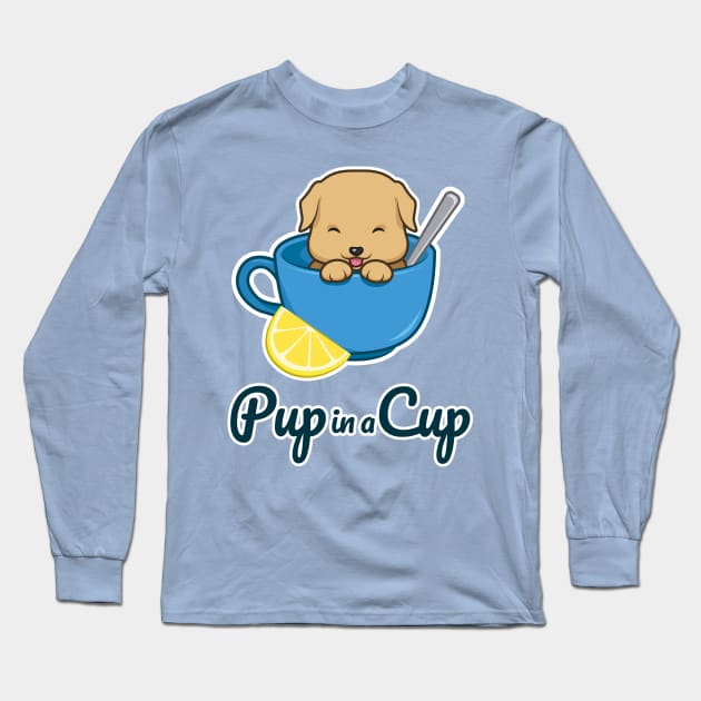 Pup in a Cup - Yellow Labrador Retriever Puppy Long Sleeve T-Shirt by PawPrintShopByMia